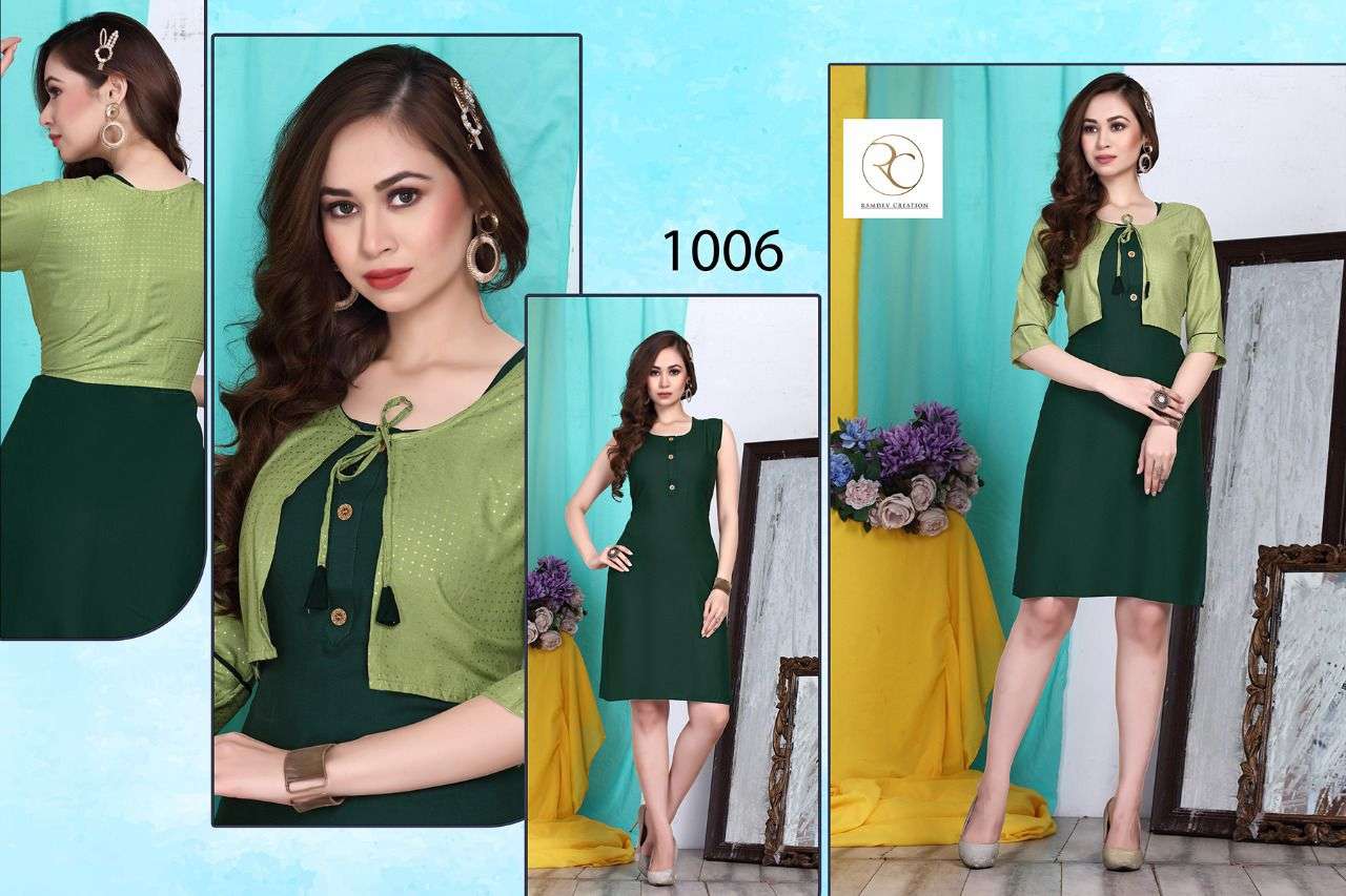 TIP TOP BY RC 1001 TO 1008 SERIES BEAUTIFUL STYLISH FANCY COLORFUL CASUAL WEAR & ETHNIC WEAR RAYON PRINT KURTIS WITH KOTI AT WHOLESALE PRICE