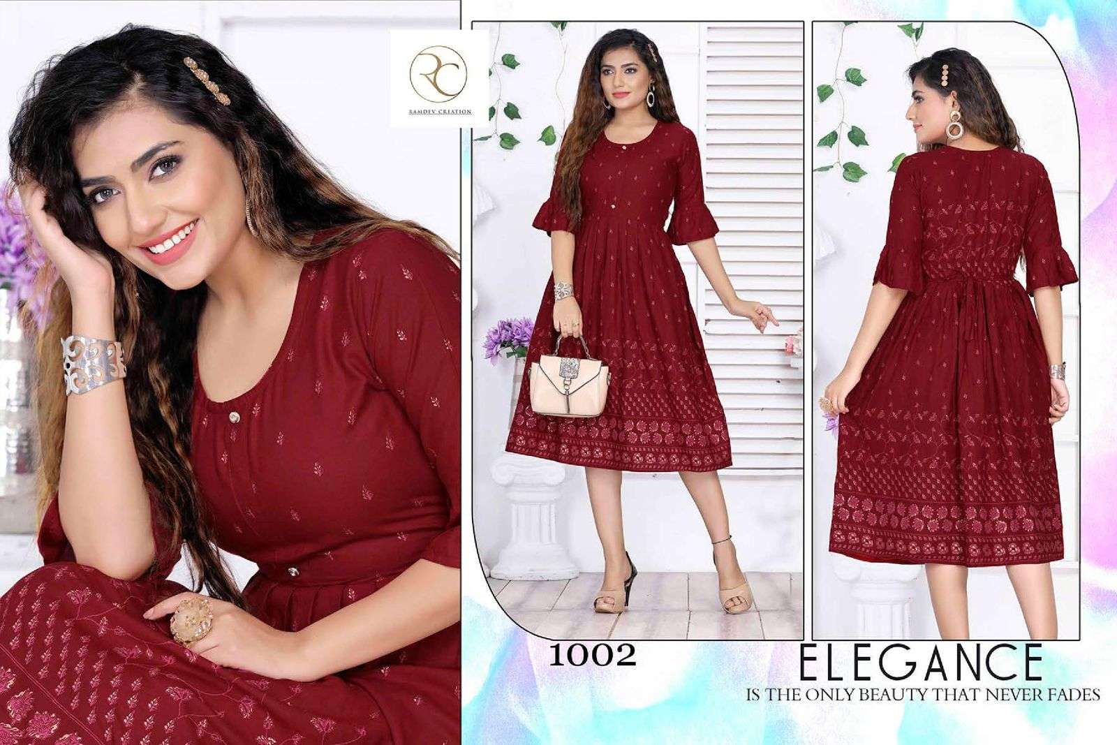 GOLDY VOL-5 BY RC 1001 TO 1008 SERIES BEAUTIFUL STYLISH FANCY COLORFUL CASUAL WEAR & ETHNIC WEAR RAYON PRINT KURTIS AT WHOLESALE PRICE