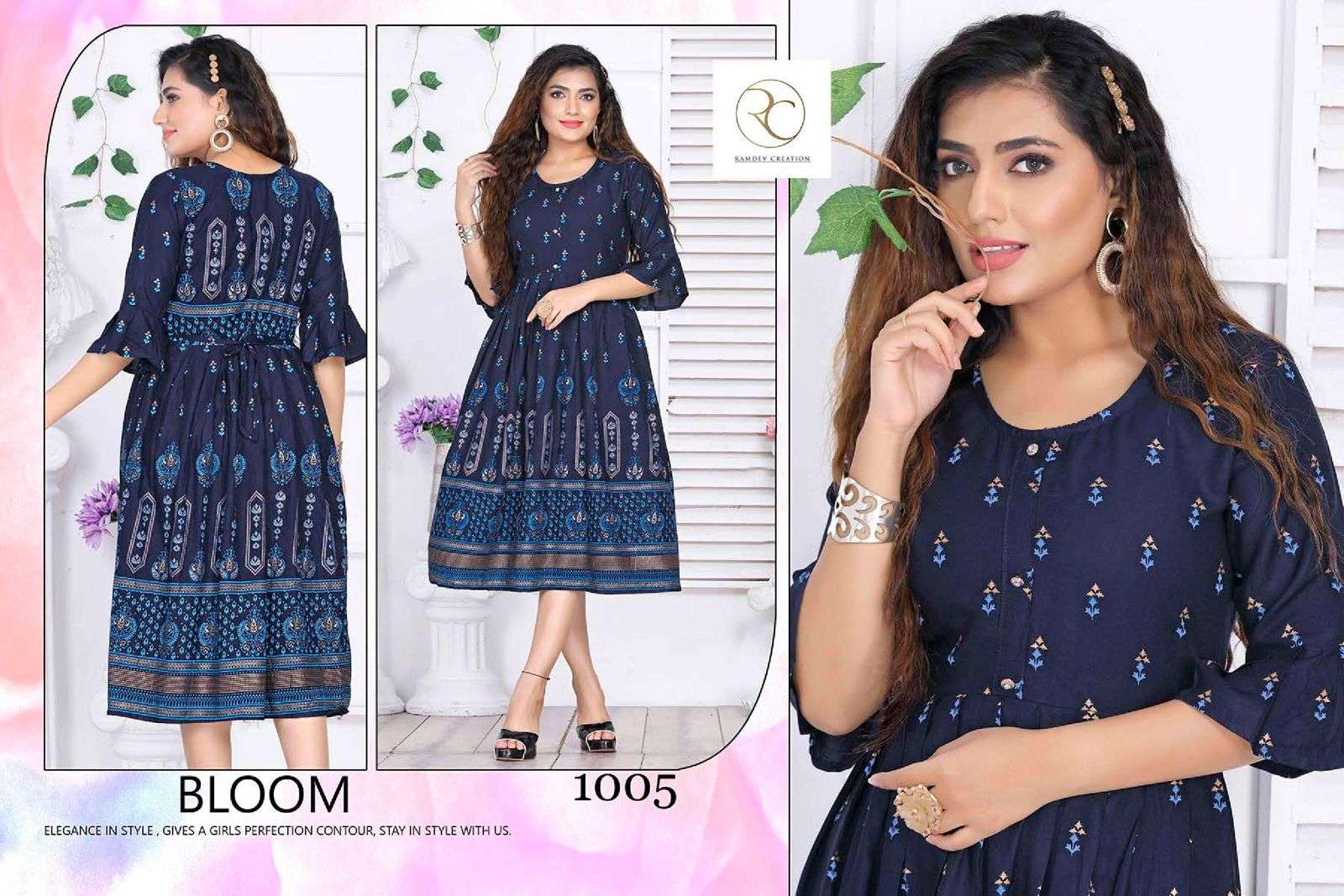 GOLDY VOL-5 BY RC 1001 TO 1008 SERIES BEAUTIFUL STYLISH FANCY COLORFUL CASUAL WEAR & ETHNIC WEAR RAYON PRINT KURTIS AT WHOLESALE PRICE