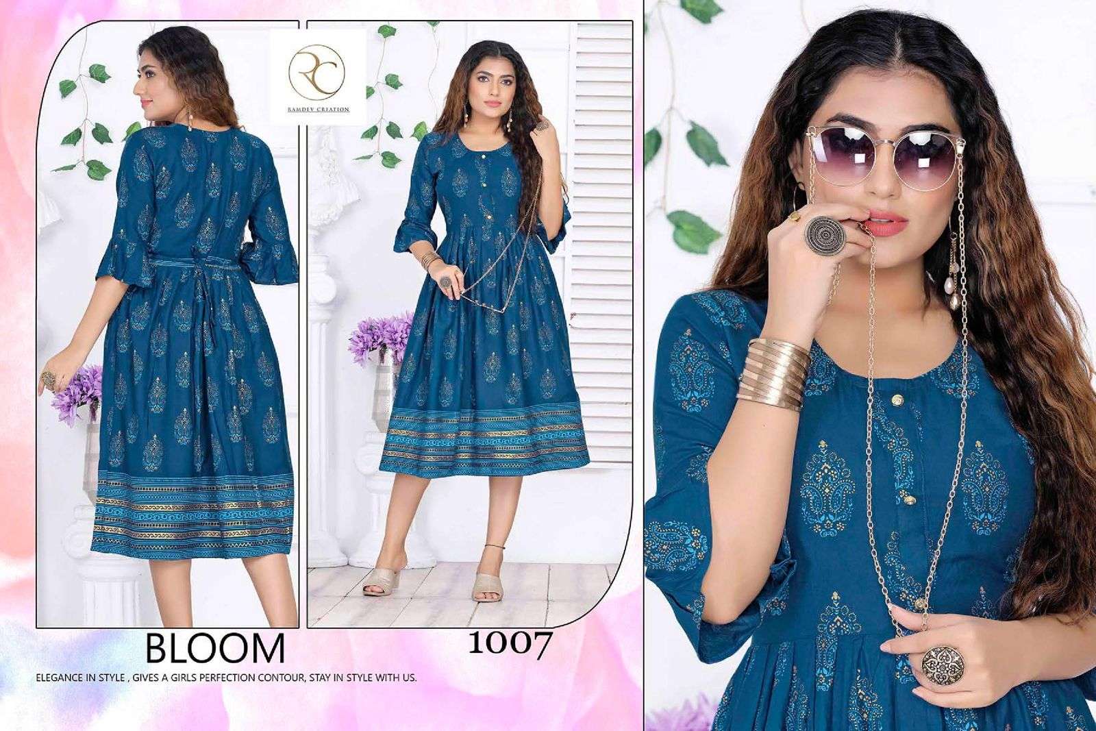 GOLDY VOL-5 BY RC 1001 TO 1008 SERIES BEAUTIFUL STYLISH FANCY COLORFUL CASUAL WEAR & ETHNIC WEAR RAYON PRINT KURTIS AT WHOLESALE PRICE