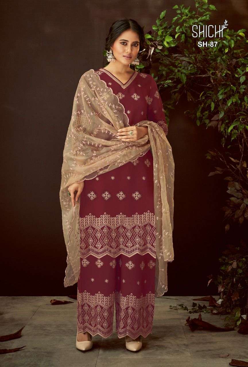 AABHA BY SHICHI 85 TO 90 SERIES BEAUTIFUL SHARARA SUITS COLORFUL STYLISH FANCY CASUAL WEAR & ETHNIC WEAR PURE VISCOSE DRESSES AT WHOLESALE PRICE