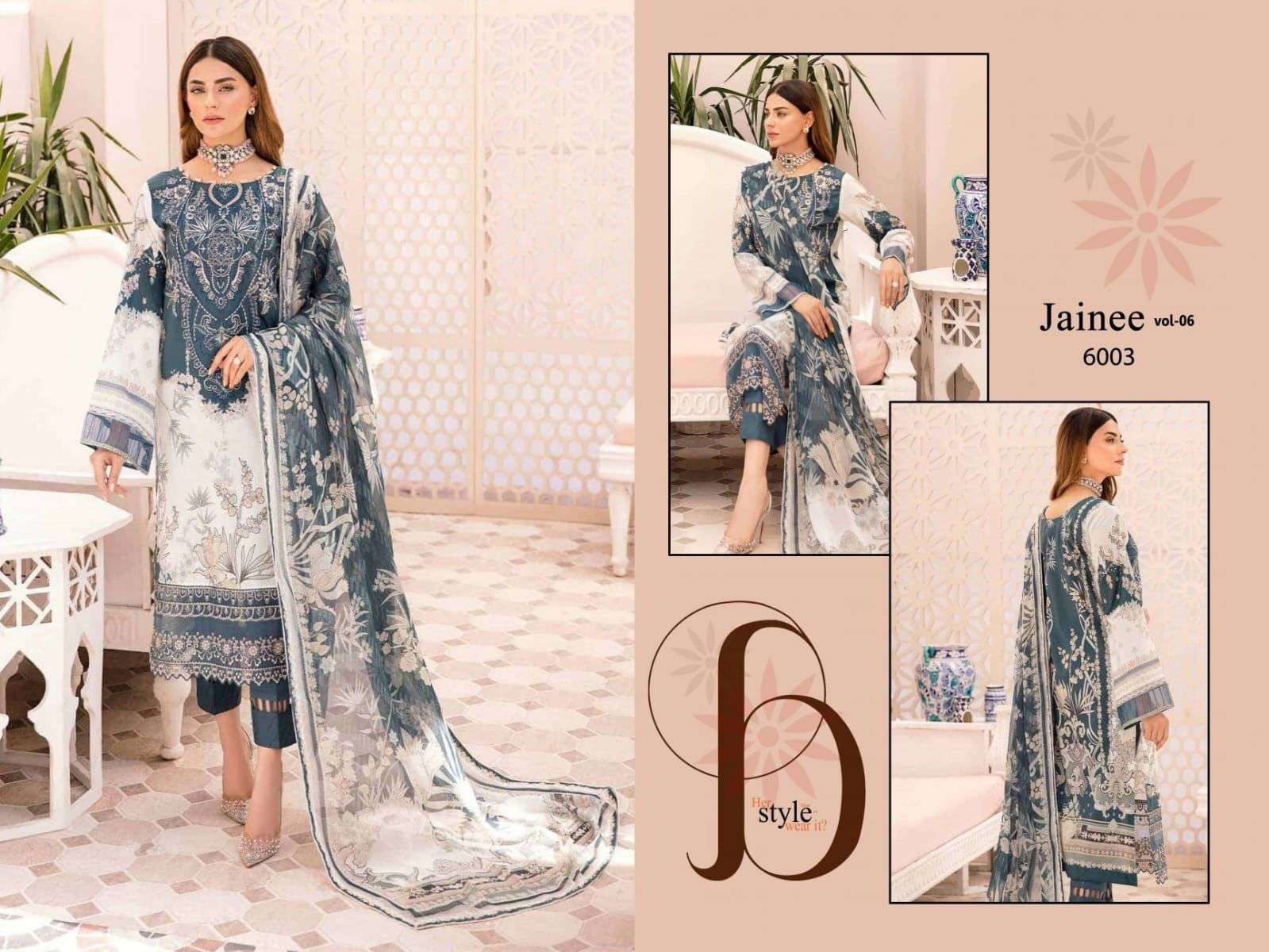 Jainee Vol-6 By Agha Noor 6001 To 6006 Series Beautiful Suits Colorful Stylish Fancy Casual Wear & Ethnic Wear Lawn Cotton Print Dresses At Wholesale Price
