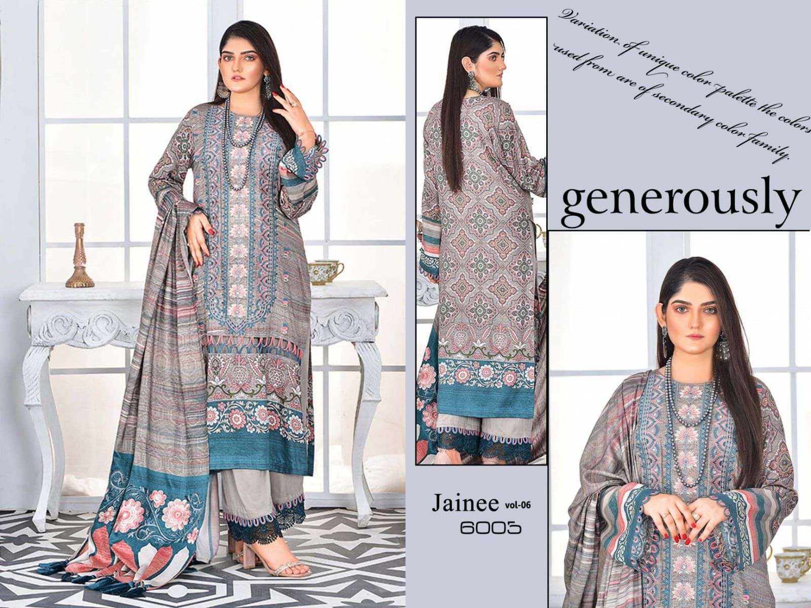 Jainee Vol-6 By Agha Noor 6001 To 6006 Series Beautiful Suits Colorful Stylish Fancy Casual Wear & Ethnic Wear Lawn Cotton Print Dresses At Wholesale Price