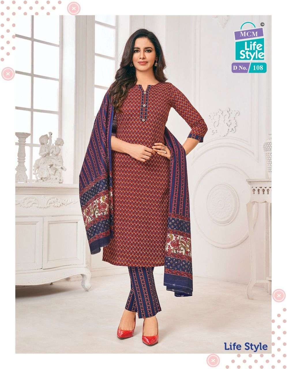 LIFE STYLE BY MCM LIFESTYLE 108 TO 119 SERIES BEAUTIFUL SUITS COLORFUL STYLISH FANCY CASUAL WEAR & ETHNIC WEAR FANCY PRINT DRESSES AT WHOLESALE PRICE