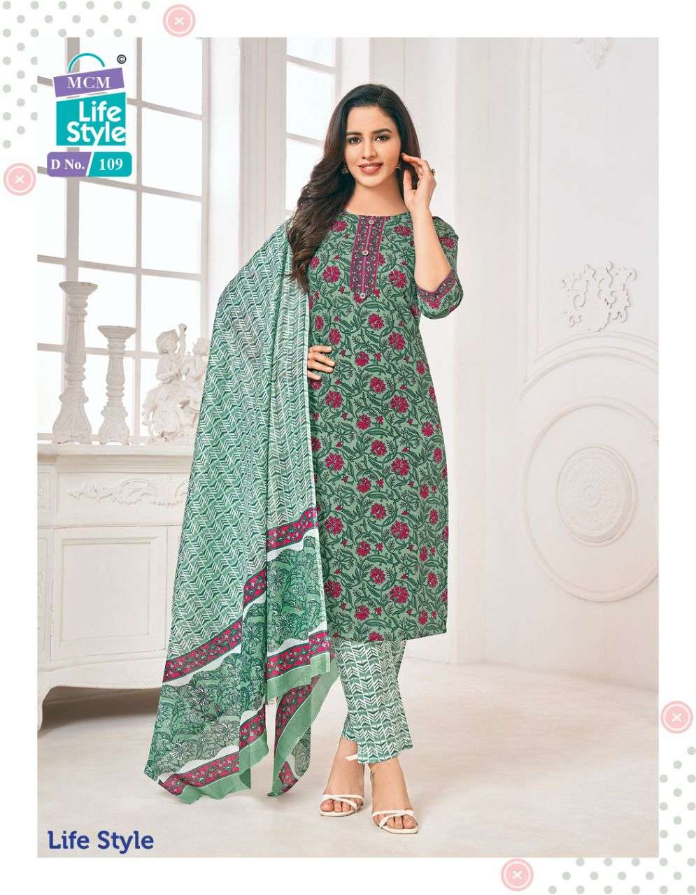 LIFE STYLE BY MCM LIFESTYLE 108 TO 119 SERIES BEAUTIFUL SUITS COLORFUL STYLISH FANCY CASUAL WEAR & ETHNIC WEAR FANCY PRINT DRESSES AT WHOLESALE PRICE
