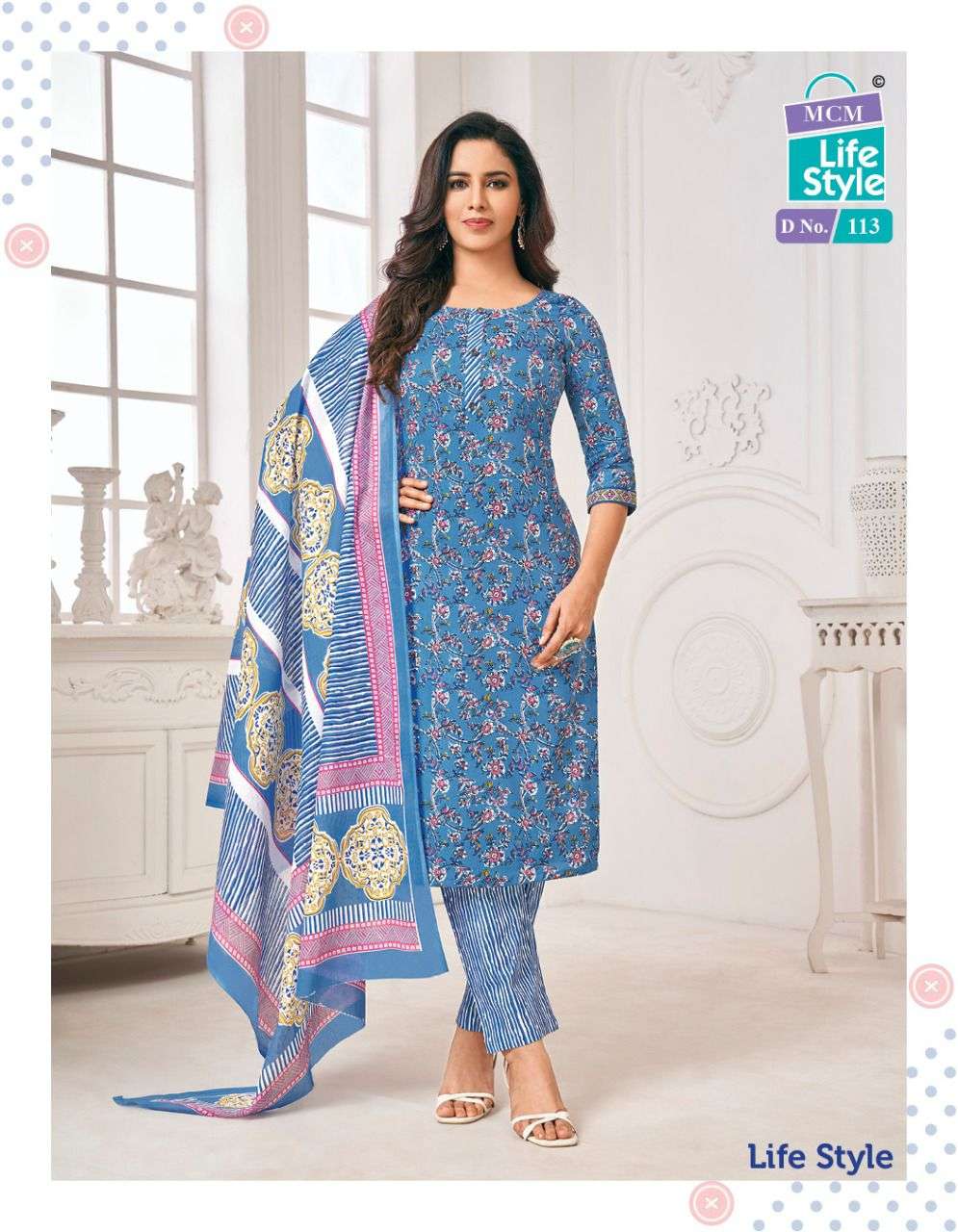 LIFE STYLE BY MCM LIFESTYLE 108 TO 119 SERIES BEAUTIFUL SUITS COLORFUL STYLISH FANCY CASUAL WEAR & ETHNIC WEAR FANCY PRINT DRESSES AT WHOLESALE PRICE