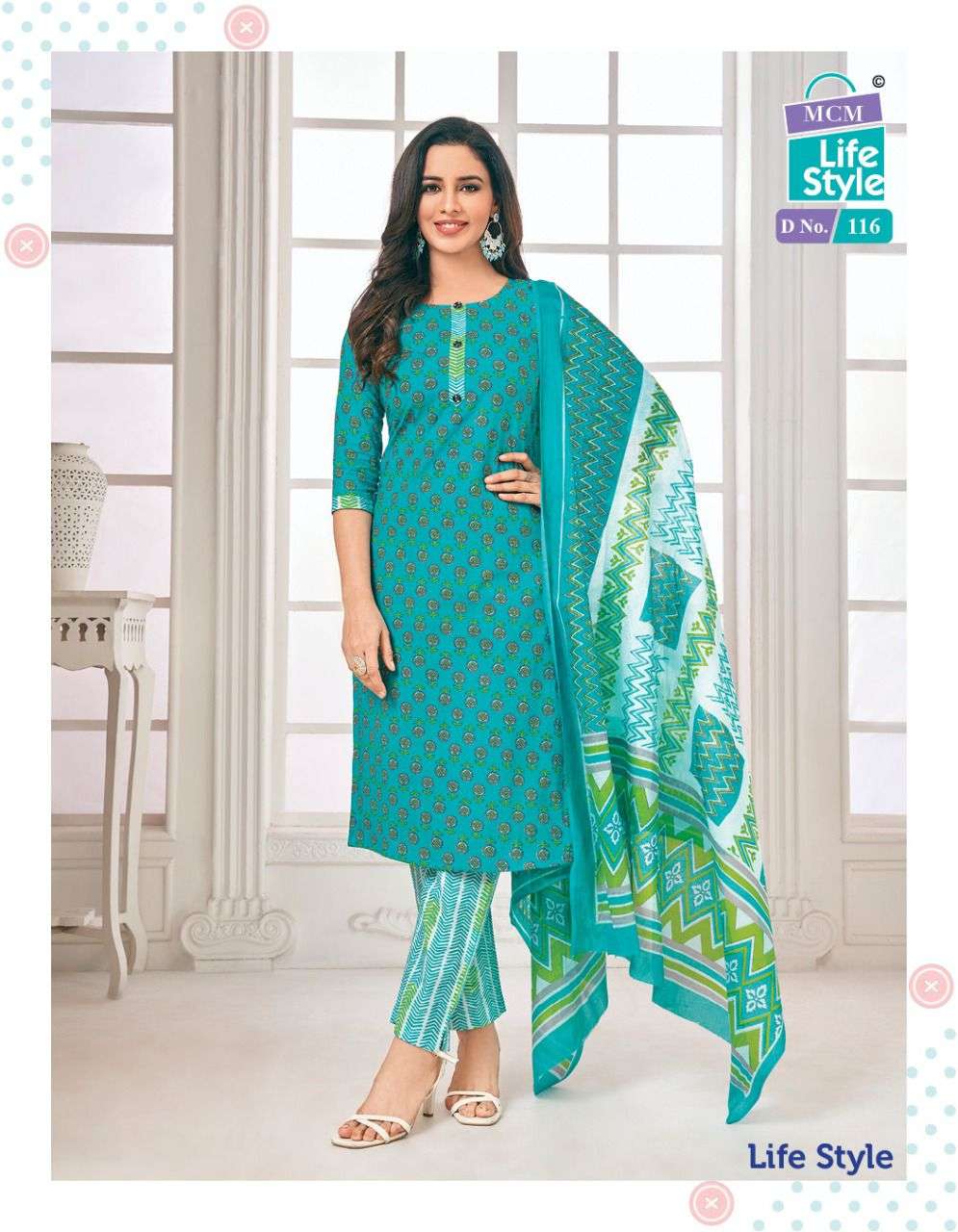 LIFE STYLE BY MCM LIFESTYLE 108 TO 119 SERIES BEAUTIFUL SUITS COLORFUL STYLISH FANCY CASUAL WEAR & ETHNIC WEAR FANCY PRINT DRESSES AT WHOLESALE PRICE