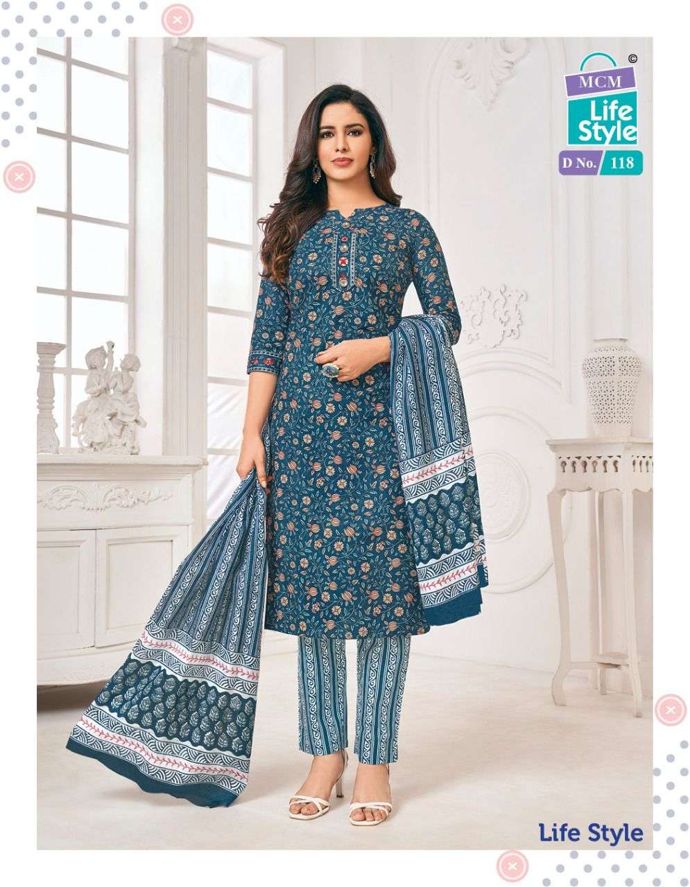 LIFE STYLE BY MCM LIFESTYLE 108 TO 119 SERIES BEAUTIFUL SUITS COLORFUL STYLISH FANCY CASUAL WEAR & ETHNIC WEAR FANCY PRINT DRESSES AT WHOLESALE PRICE