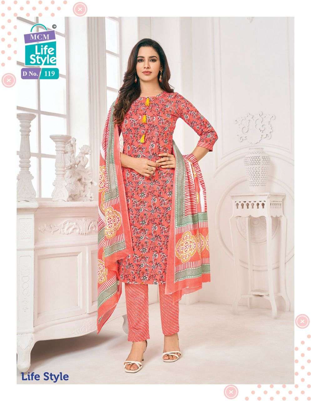 LIFE STYLE BY MCM LIFESTYLE 108 TO 119 SERIES BEAUTIFUL SUITS COLORFUL STYLISH FANCY CASUAL WEAR & ETHNIC WEAR FANCY PRINT DRESSES AT WHOLESALE PRICE
