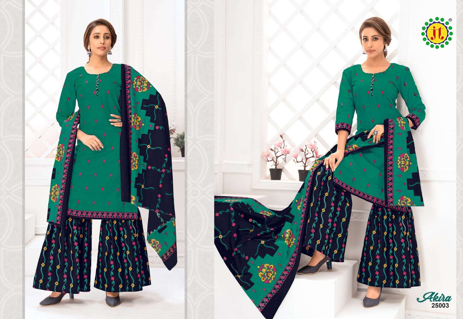 AKIRA VOL-25 BY JT 25001 TO 25015 SERIES BEAUTIFUL SUITS COLORFUL STYLISH FANCY CASUAL WEAR & ETHNIC WEAR PURE COTTON PRINT DRESSES AT WHOLESALE PRICE