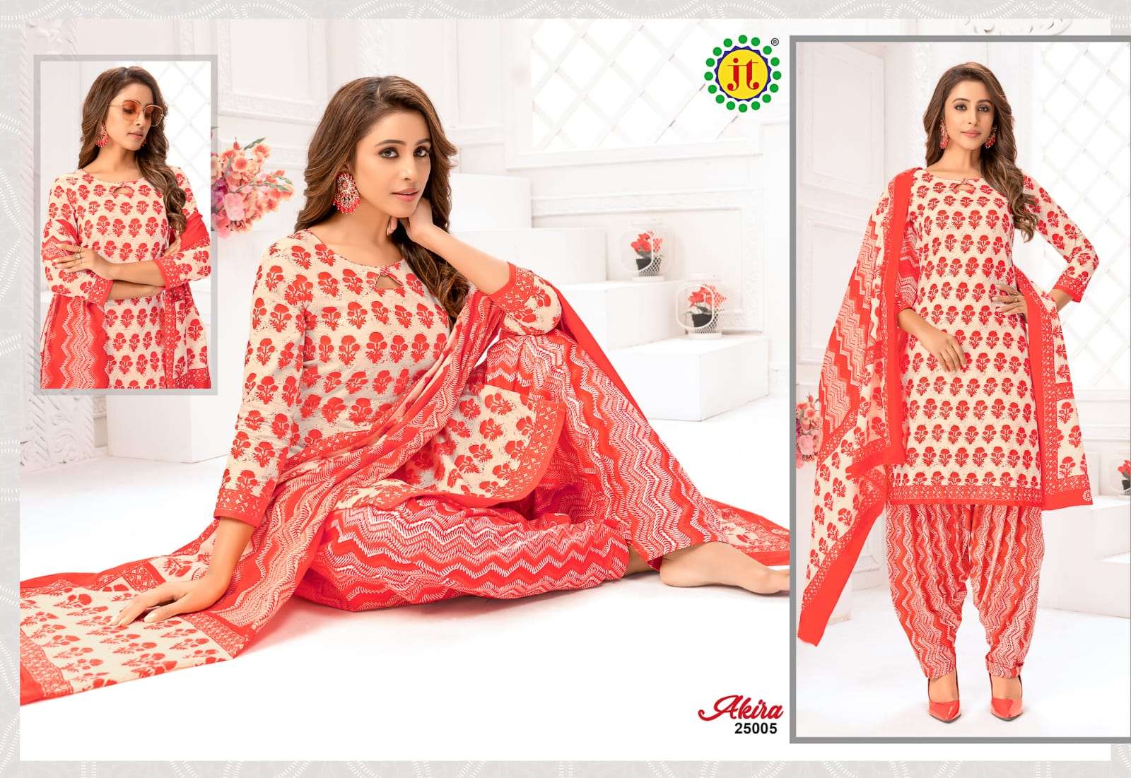 AKIRA VOL-25 BY JT 25001 TO 25015 SERIES BEAUTIFUL SUITS COLORFUL STYLISH FANCY CASUAL WEAR & ETHNIC WEAR PURE COTTON PRINT DRESSES AT WHOLESALE PRICE