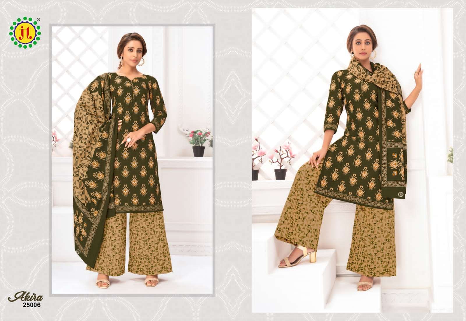 AKIRA VOL-25 BY JT 25001 TO 25015 SERIES BEAUTIFUL SUITS COLORFUL STYLISH FANCY CASUAL WEAR & ETHNIC WEAR PURE COTTON PRINT DRESSES AT WHOLESALE PRICE