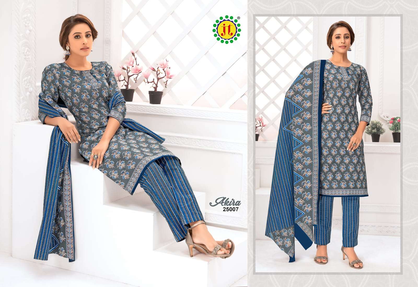 AKIRA VOL-25 BY JT 25001 TO 25015 SERIES BEAUTIFUL SUITS COLORFUL STYLISH FANCY CASUAL WEAR & ETHNIC WEAR PURE COTTON PRINT DRESSES AT WHOLESALE PRICE