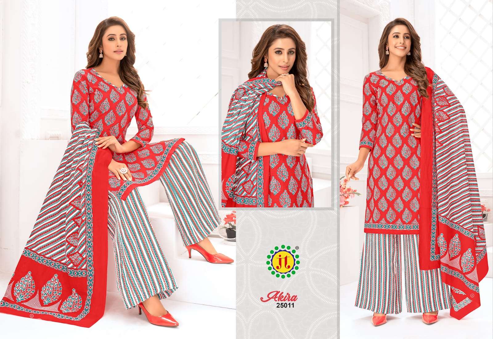 AKIRA VOL-25 BY JT 25001 TO 25015 SERIES BEAUTIFUL SUITS COLORFUL STYLISH FANCY CASUAL WEAR & ETHNIC WEAR PURE COTTON PRINT DRESSES AT WHOLESALE PRICE