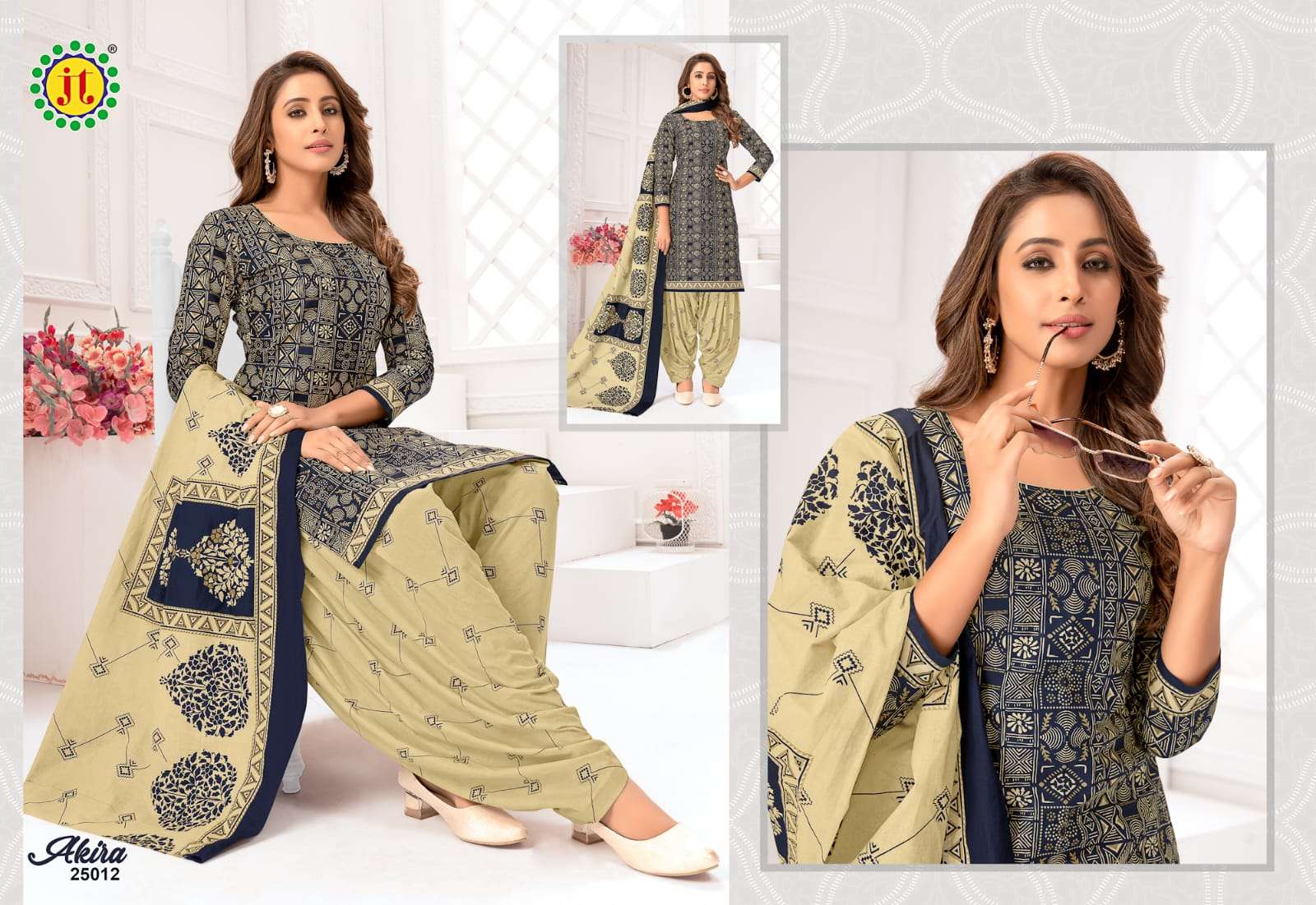 AKIRA VOL-25 BY JT 25001 TO 25015 SERIES BEAUTIFUL SUITS COLORFUL STYLISH FANCY CASUAL WEAR & ETHNIC WEAR PURE COTTON PRINT DRESSES AT WHOLESALE PRICE