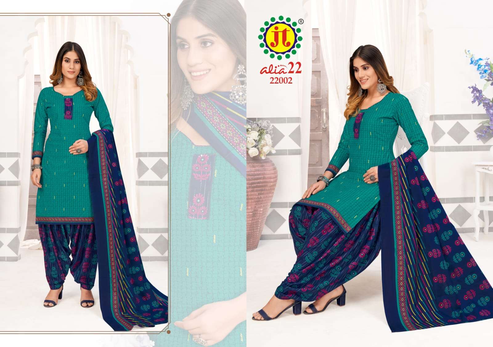 ALIA VOL-22 BY JT 22001 TO 22015 SERIES BEAUTIFUL SUITS COLORFUL STYLISH FANCY CASUAL WEAR & ETHNIC WEAR PURE COTTON PRINT DRESSES AT WHOLESALE PRICE