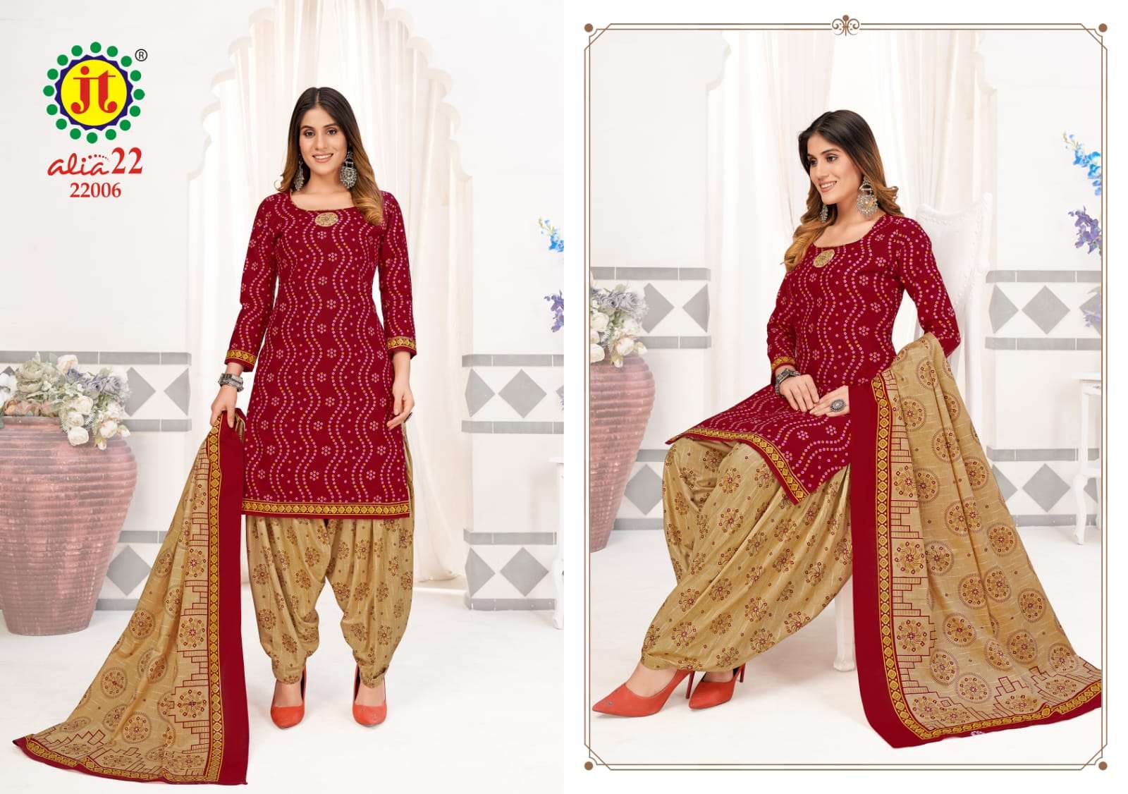 ALIA VOL-22 BY JT 22001 TO 22015 SERIES BEAUTIFUL SUITS COLORFUL STYLISH FANCY CASUAL WEAR & ETHNIC WEAR PURE COTTON PRINT DRESSES AT WHOLESALE PRICE