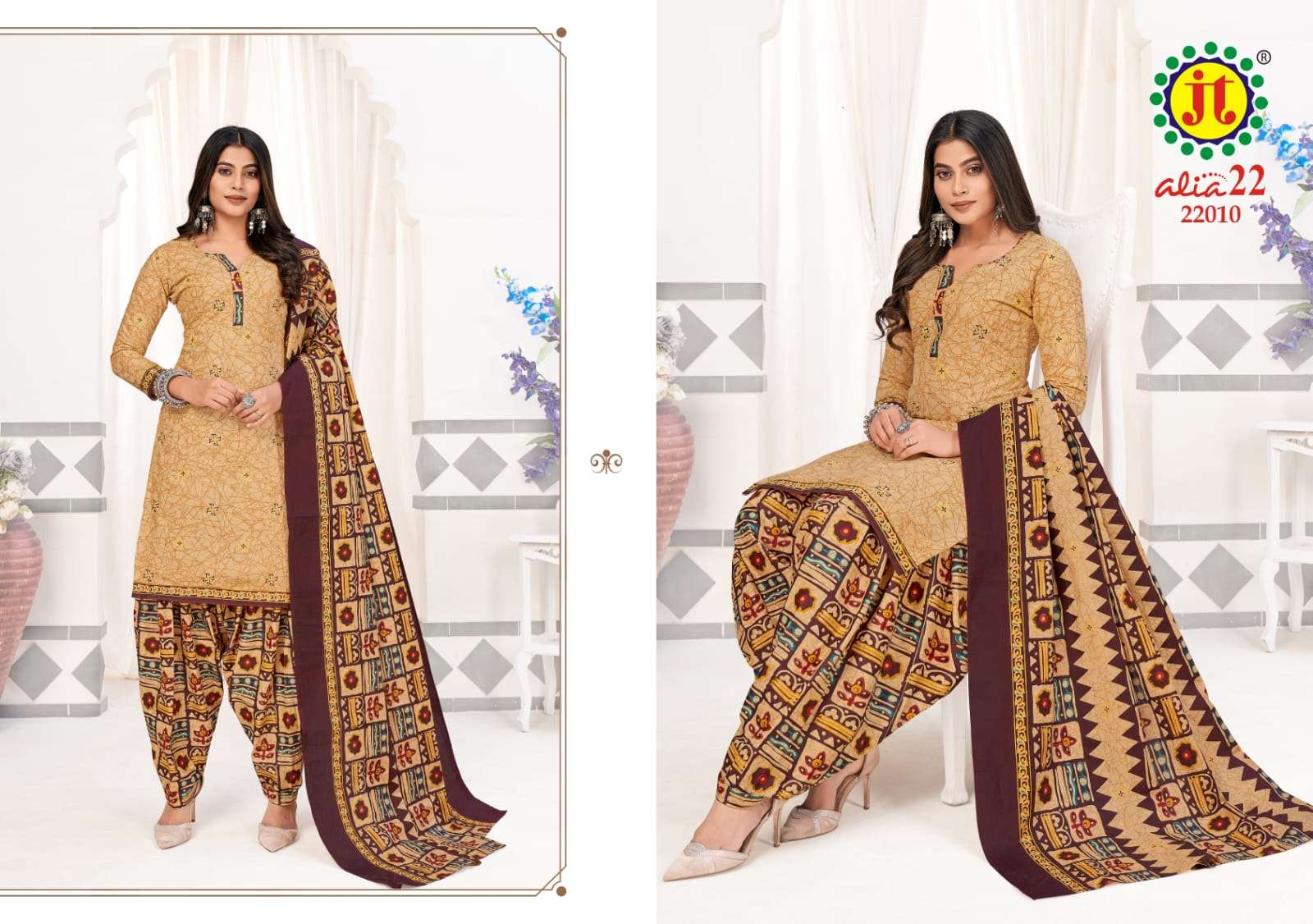 ALIA VOL-22 BY JT 22001 TO 22015 SERIES BEAUTIFUL SUITS COLORFUL STYLISH FANCY CASUAL WEAR & ETHNIC WEAR PURE COTTON PRINT DRESSES AT WHOLESALE PRICE