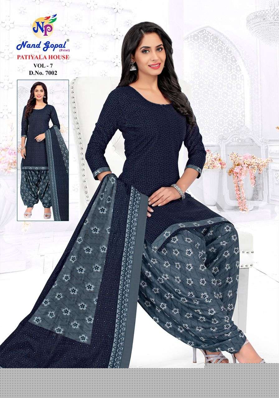 PATIYALA HOUSE VOL-7 BY NAND GOPAL PRINT 7001 TO 7012 SERIES DESIGNER SUITS BEAUTIFUL STYLISH FANCY COLORFUL PARTY WEAR & OCCASIONAL WEAR PURE COTTON DRESSES AT WHOLESALE PRICE