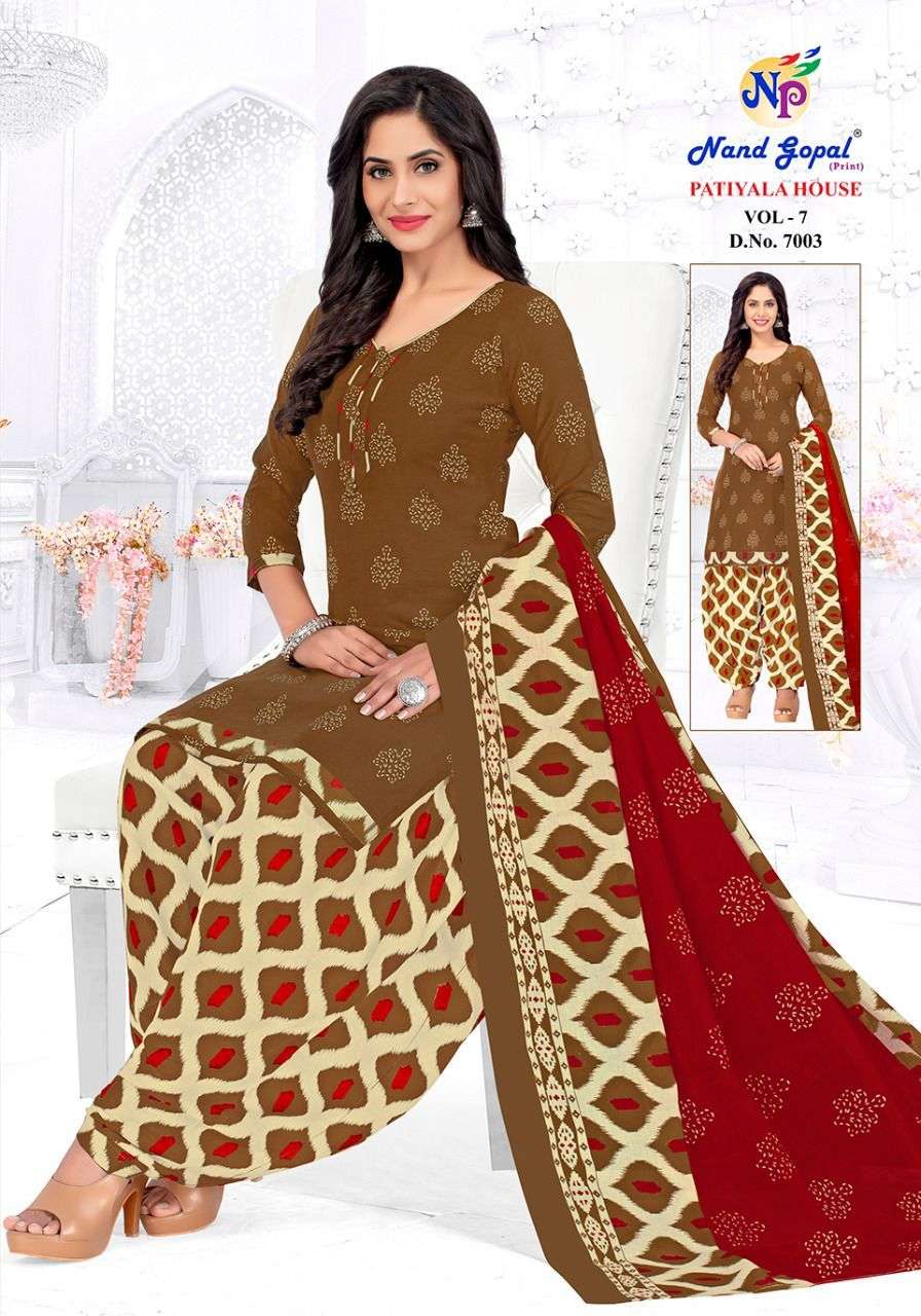 PATIYALA HOUSE VOL-7 BY NAND GOPAL PRINT 7001 TO 7012 SERIES DESIGNER SUITS BEAUTIFUL STYLISH FANCY COLORFUL PARTY WEAR & OCCASIONAL WEAR PURE COTTON DRESSES AT WHOLESALE PRICE