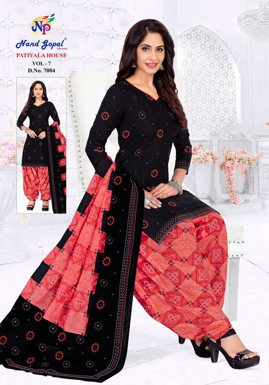 PATIYALA HOUSE VOL-7 BY NAND GOPAL PRINT 7001 TO 7012 SERIES DESIGNER SUITS BEAUTIFUL STYLISH FANCY COLORFUL PARTY WEAR & OCCASIONAL WEAR PURE COTTON DRESSES AT WHOLESALE PRICE