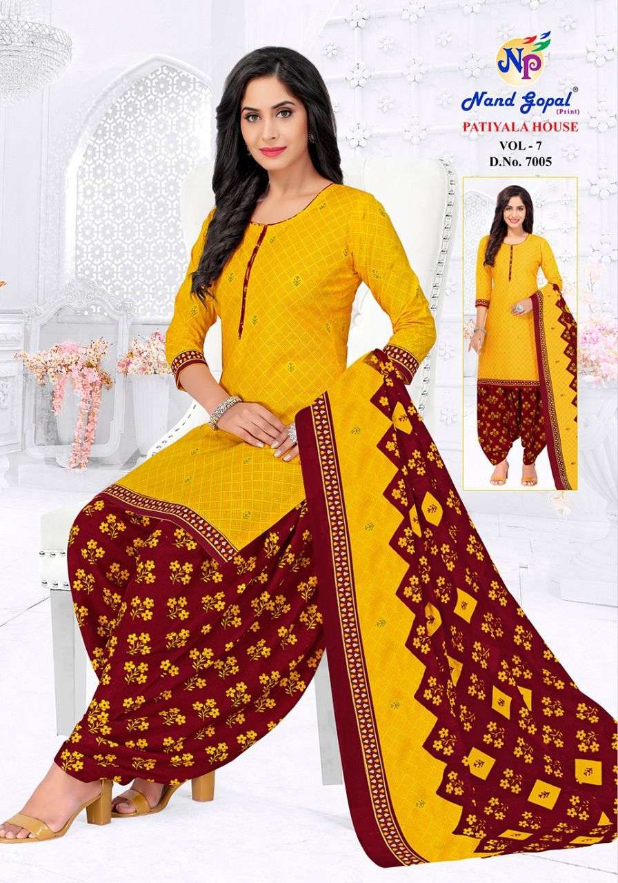 PATIYALA HOUSE VOL-7 BY NAND GOPAL PRINT 7001 TO 7012 SERIES DESIGNER SUITS BEAUTIFUL STYLISH FANCY COLORFUL PARTY WEAR & OCCASIONAL WEAR PURE COTTON DRESSES AT WHOLESALE PRICE