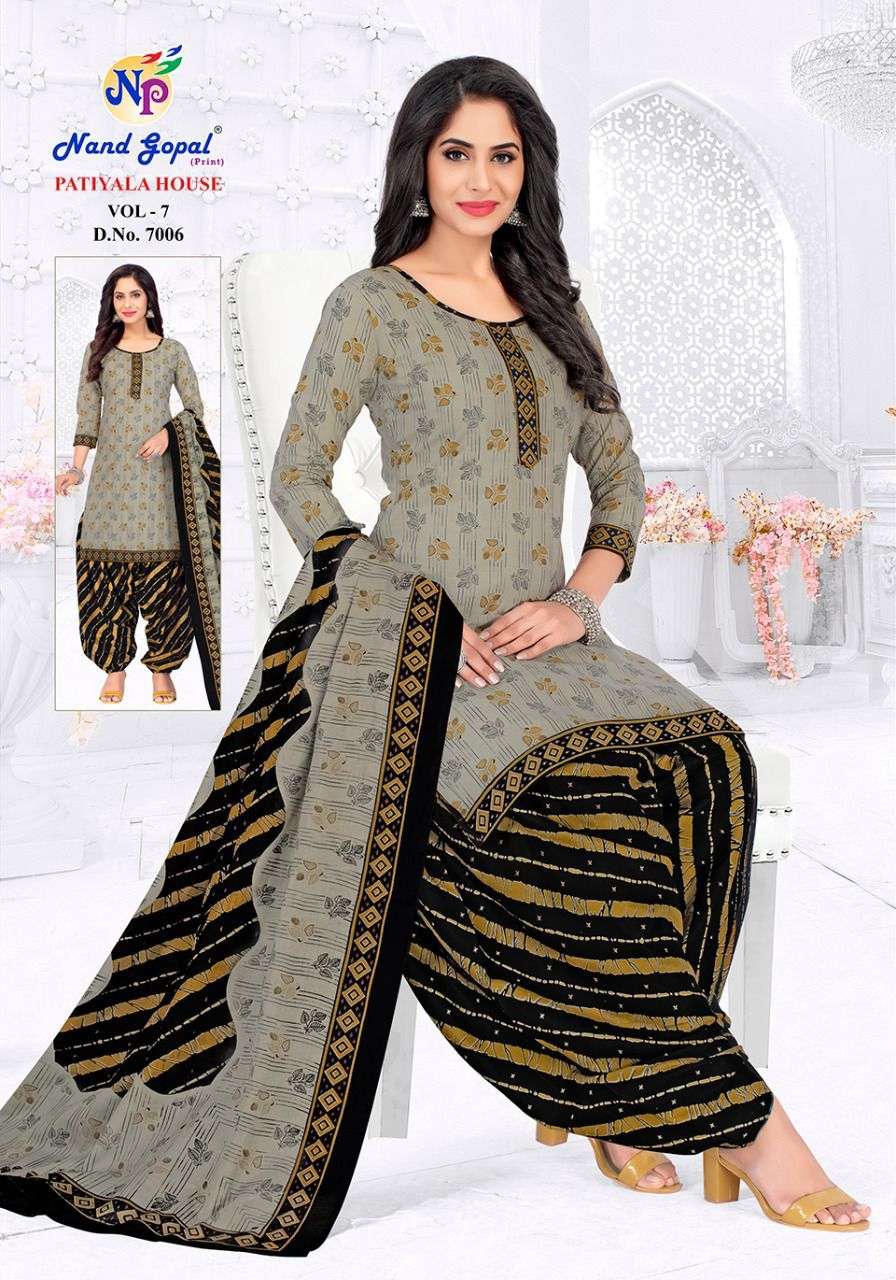 PATIYALA HOUSE VOL-7 BY NAND GOPAL PRINT 7001 TO 7012 SERIES DESIGNER SUITS BEAUTIFUL STYLISH FANCY COLORFUL PARTY WEAR & OCCASIONAL WEAR PURE COTTON DRESSES AT WHOLESALE PRICE