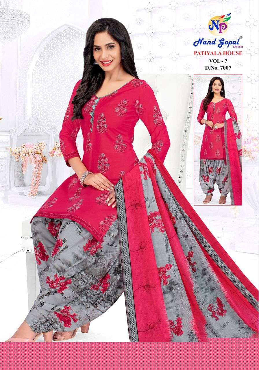 PATIYALA HOUSE VOL-7 BY NAND GOPAL PRINT 7001 TO 7012 SERIES DESIGNER SUITS BEAUTIFUL STYLISH FANCY COLORFUL PARTY WEAR & OCCASIONAL WEAR PURE COTTON DRESSES AT WHOLESALE PRICE
