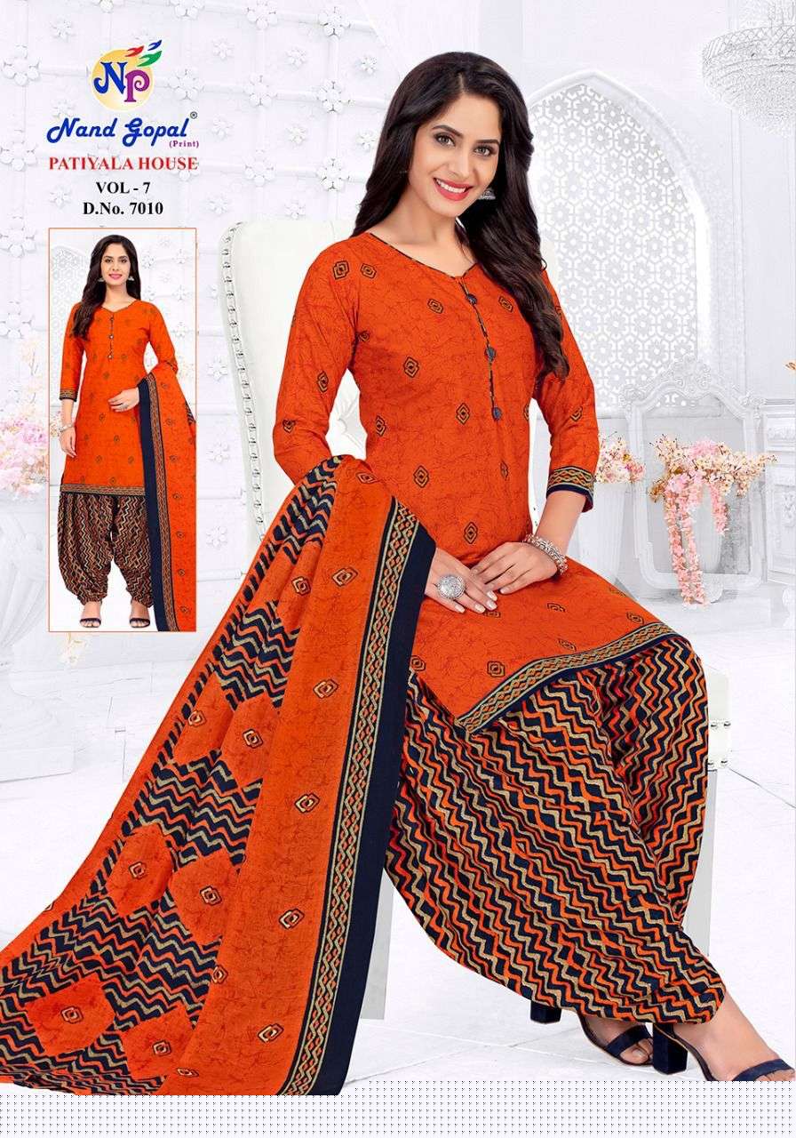PATIYALA HOUSE VOL-7 BY NAND GOPAL PRINT 7001 TO 7012 SERIES DESIGNER SUITS BEAUTIFUL STYLISH FANCY COLORFUL PARTY WEAR & OCCASIONAL WEAR PURE COTTON DRESSES AT WHOLESALE PRICE