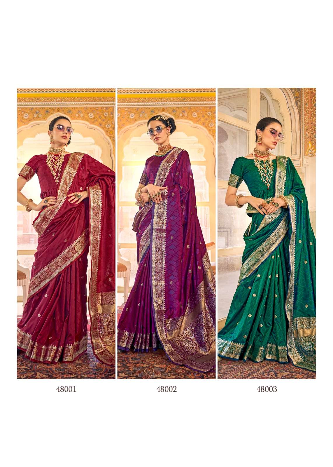 ALOHA SILK BY RAJPATH 48001 TO 48006 SERIES INDIAN TRADITIONAL WEAR COLLECTION BEAUTIFUL STYLISH FANCY COLORFUL PARTY WEAR & OCCASIONAL WEAR SATIN SILK SAREES AT WHOLESALE PRICE