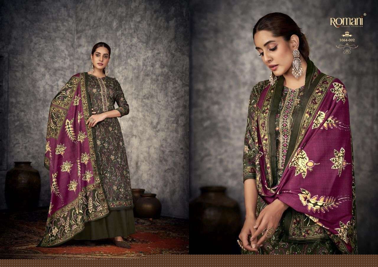 Afreen By Romani 1064-001 To 1064-010 Series Beautiful Festive Suits Stylish Fancy Colorful Casual Wear & Ethnic Wear Pure Pashmina Print Dresses At Wholesale Price