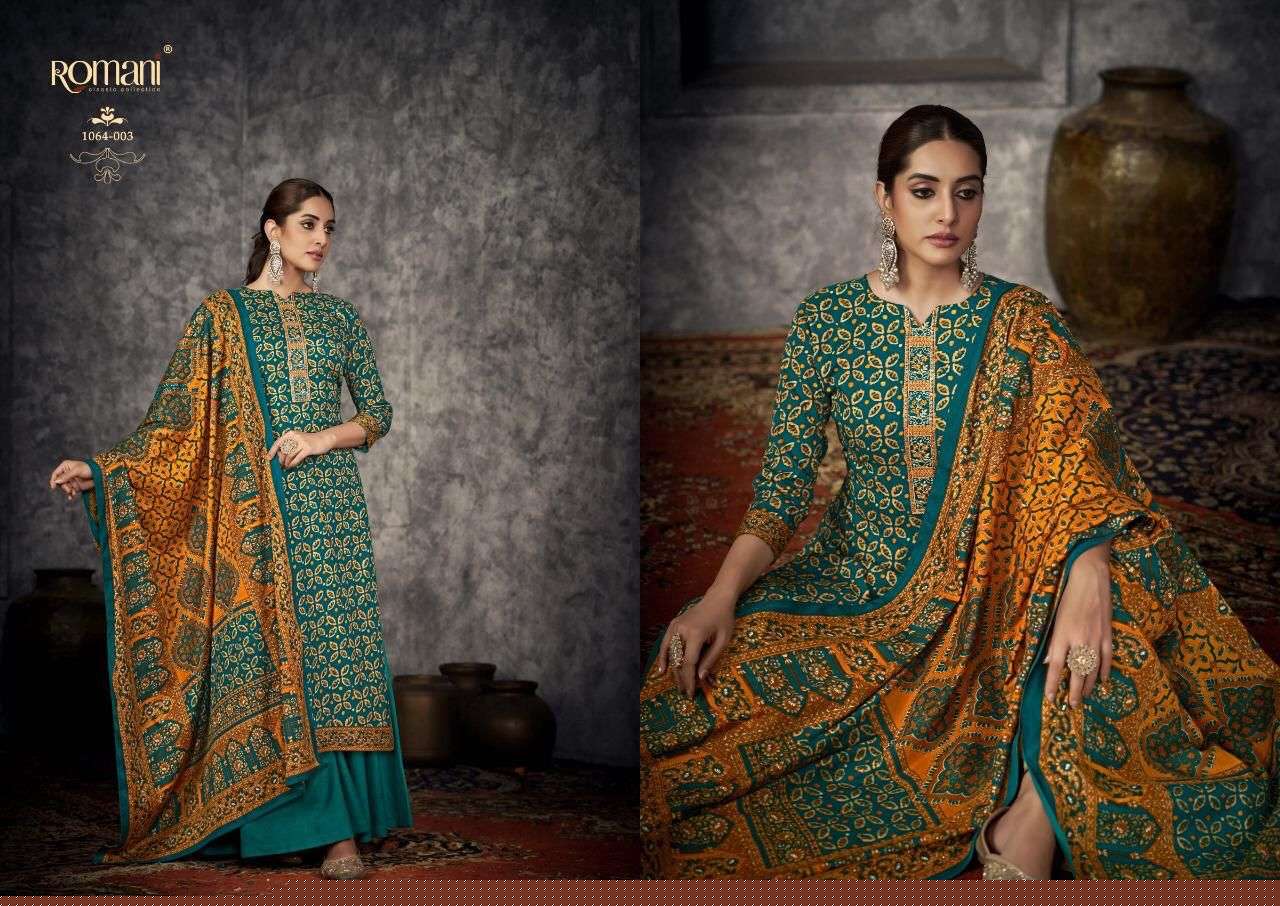Afreen By Romani 1064-001 To 1064-010 Series Beautiful Festive Suits Stylish Fancy Colorful Casual Wear & Ethnic Wear Pure Pashmina Print Dresses At Wholesale Price