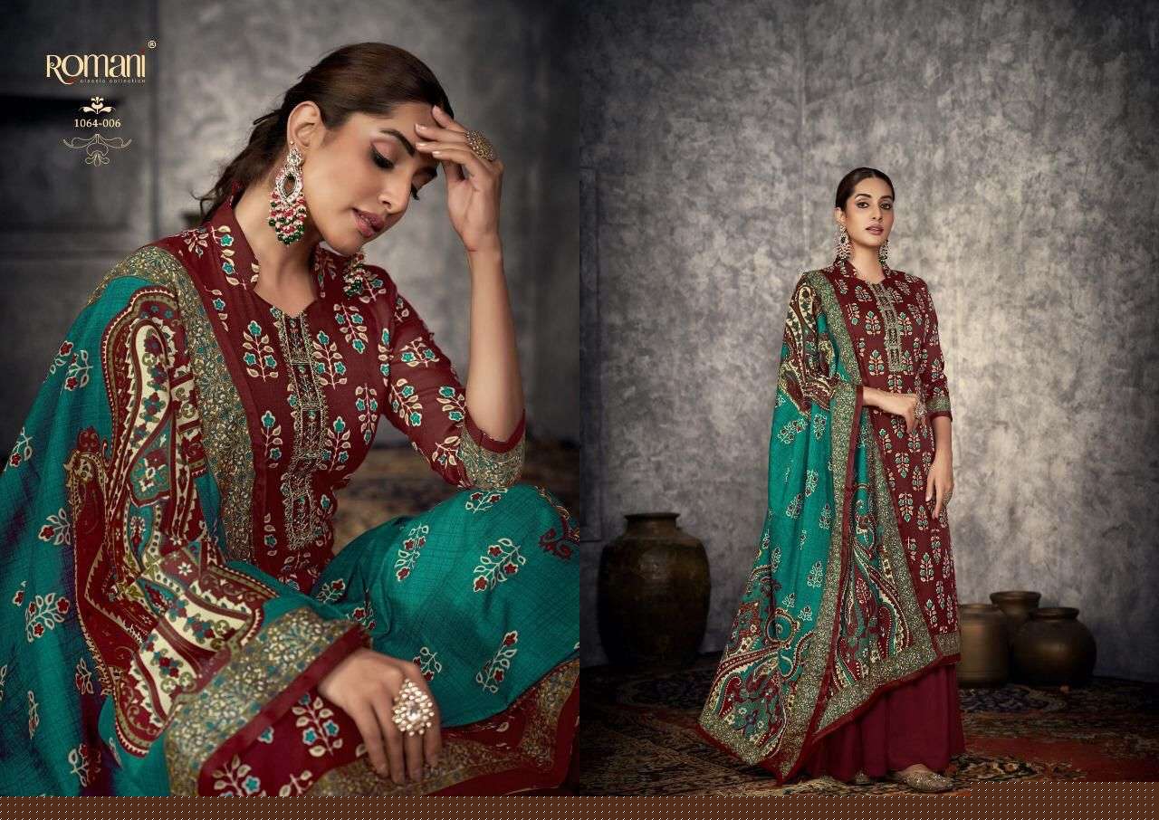 Afreen By Romani 1064-001 To 1064-010 Series Beautiful Festive Suits Stylish Fancy Colorful Casual Wear & Ethnic Wear Pure Pashmina Print Dresses At Wholesale Price