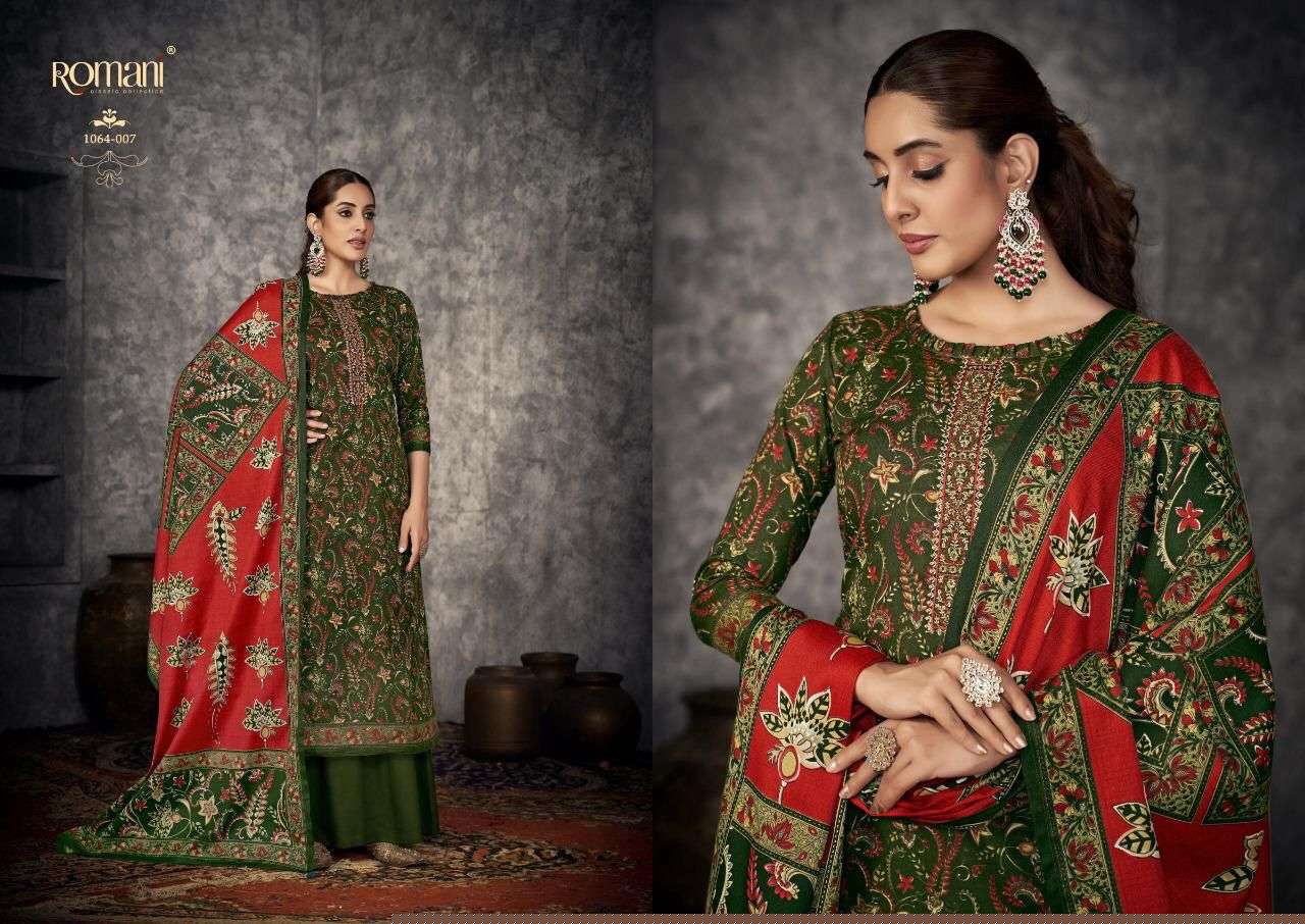 Afreen By Romani 1064-001 To 1064-010 Series Beautiful Festive Suits Stylish Fancy Colorful Casual Wear & Ethnic Wear Pure Pashmina Print Dresses At Wholesale Price