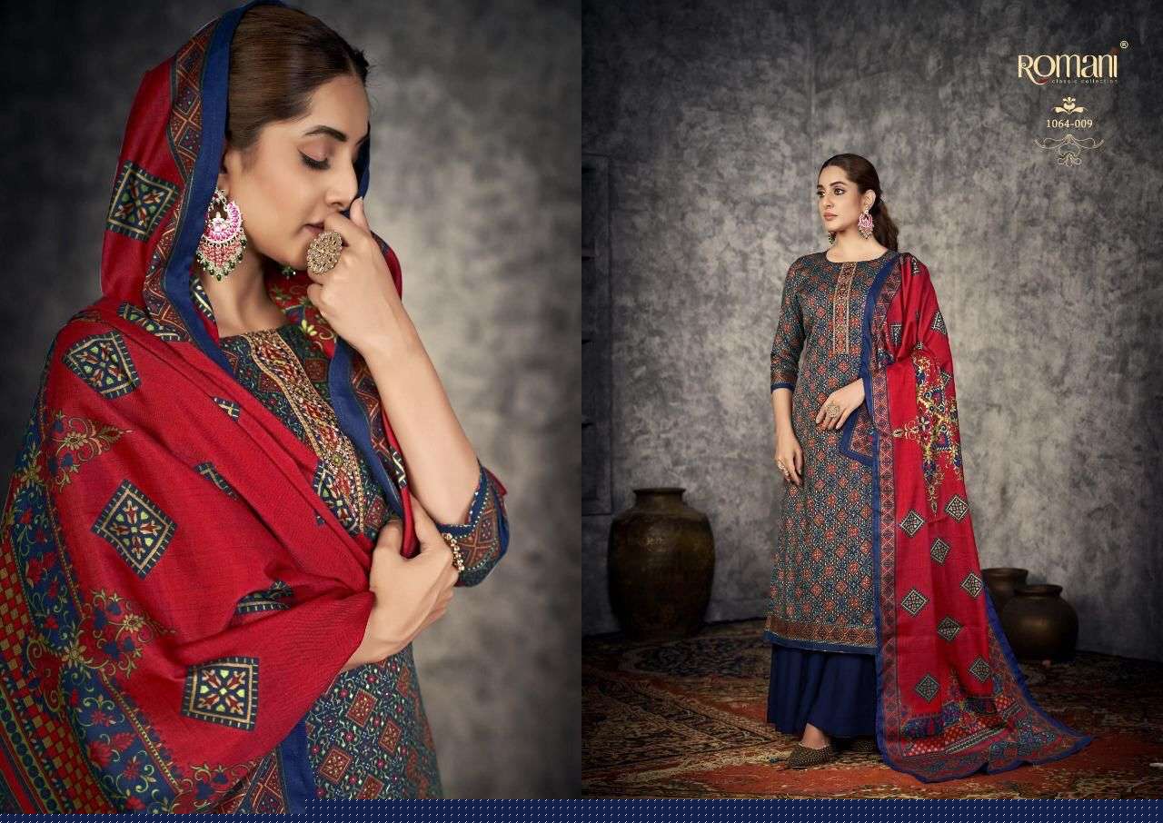 Afreen By Romani 1064-001 To 1064-010 Series Beautiful Festive Suits Stylish Fancy Colorful Casual Wear & Ethnic Wear Pure Pashmina Print Dresses At Wholesale Price