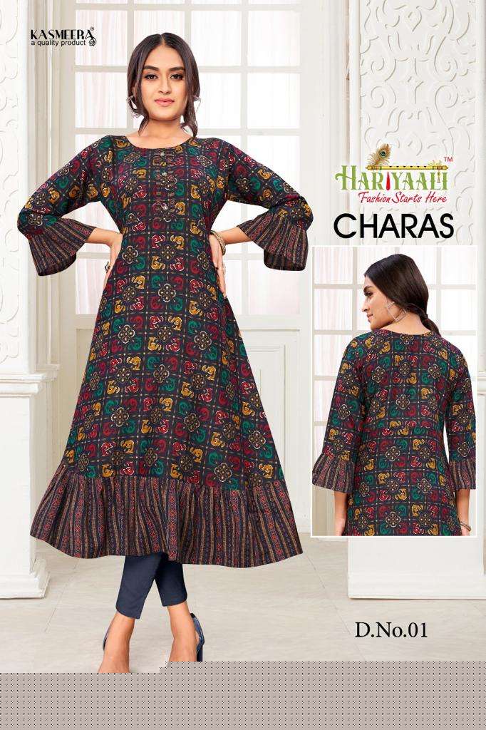 CHARAS BY HARIYAALI 01 TO 12 SERIES DESIGNER STYLISH FANCY COLORFUL BEAUTIFUL PARTY WEAR & ETHNIC WEAR COLLECTION FANCY KURTIS AT WHOLESALE PRICE