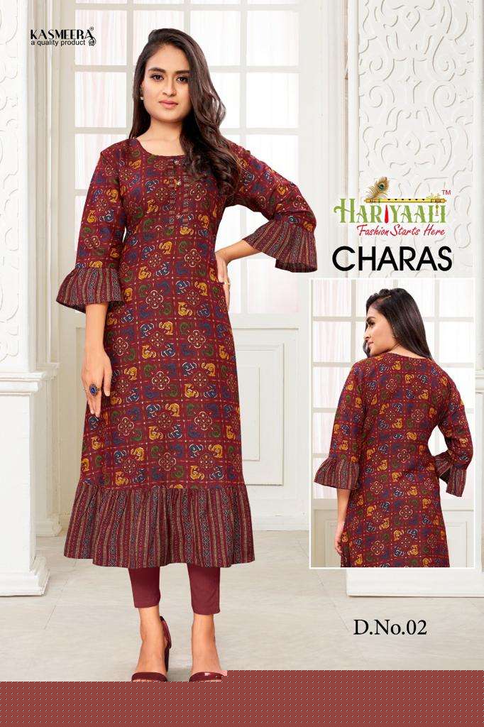 CHARAS BY HARIYAALI 01 TO 12 SERIES DESIGNER STYLISH FANCY COLORFUL BEAUTIFUL PARTY WEAR & ETHNIC WEAR COLLECTION FANCY KURTIS AT WHOLESALE PRICE