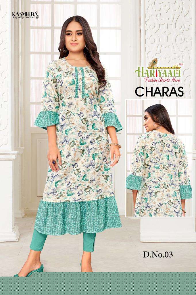 CHARAS BY HARIYAALI 01 TO 12 SERIES DESIGNER STYLISH FANCY COLORFUL BEAUTIFUL PARTY WEAR & ETHNIC WEAR COLLECTION FANCY KURTIS AT WHOLESALE PRICE