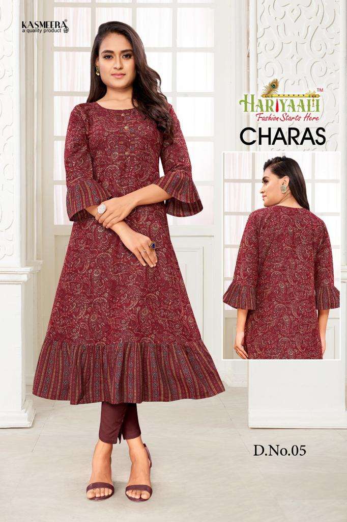 CHARAS BY HARIYAALI 01 TO 12 SERIES DESIGNER STYLISH FANCY COLORFUL BEAUTIFUL PARTY WEAR & ETHNIC WEAR COLLECTION FANCY KURTIS AT WHOLESALE PRICE