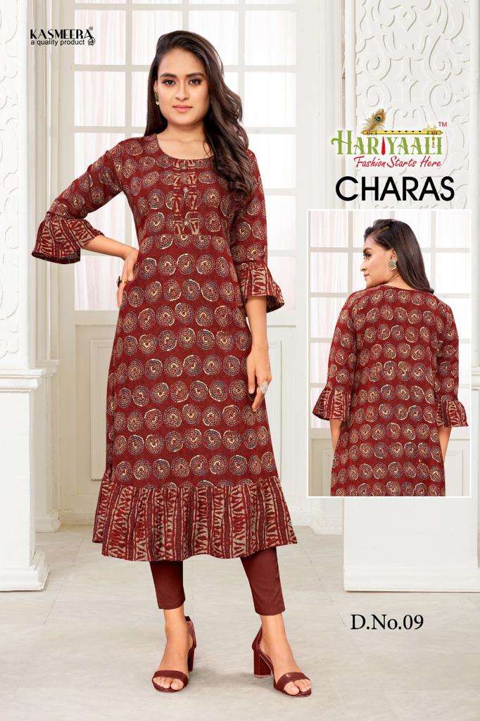 CHARAS BY HARIYAALI 01 TO 12 SERIES DESIGNER STYLISH FANCY COLORFUL BEAUTIFUL PARTY WEAR & ETHNIC WEAR COLLECTION FANCY KURTIS AT WHOLESALE PRICE