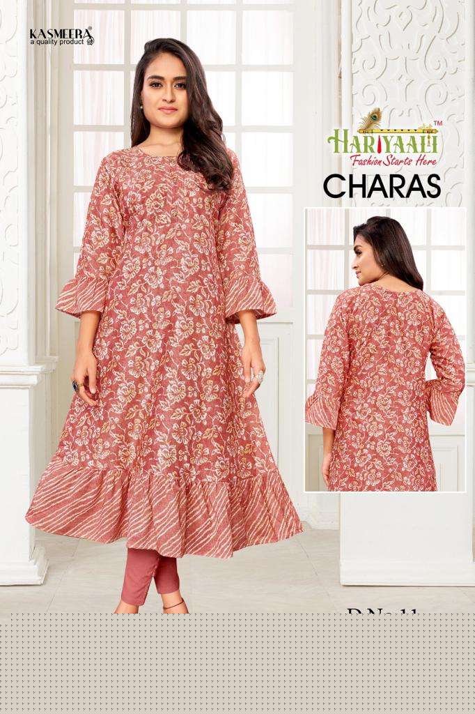 CHARAS BY HARIYAALI 01 TO 12 SERIES DESIGNER STYLISH FANCY COLORFUL BEAUTIFUL PARTY WEAR & ETHNIC WEAR COLLECTION FANCY KURTIS AT WHOLESALE PRICE
