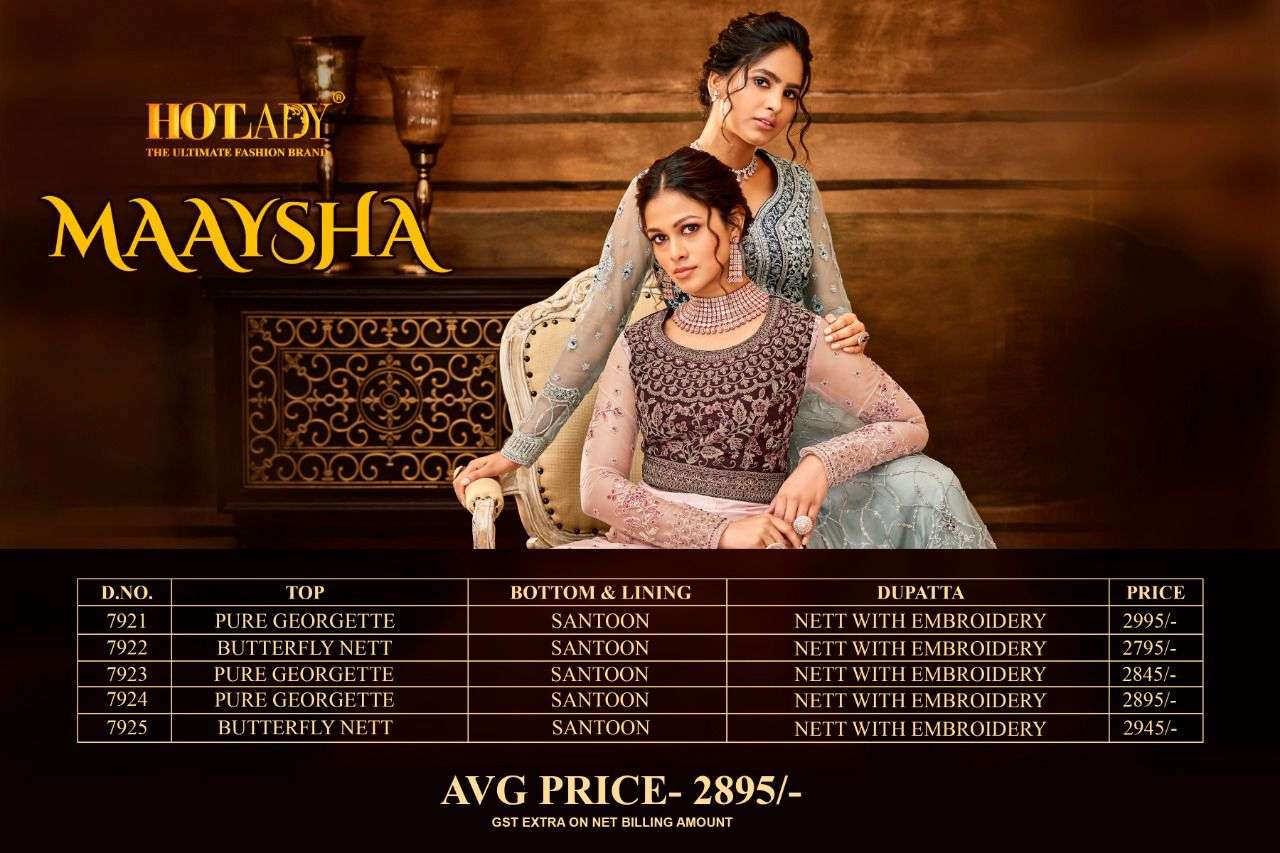Maaysha By Hot Lady 7921 To 7925 Series Beautiful Stylish Anarkali Suits Fancy Colorful Casual Wear & Ethnic Wear & Ready To Wear Georgette/Net Dresses At Wholesale Price