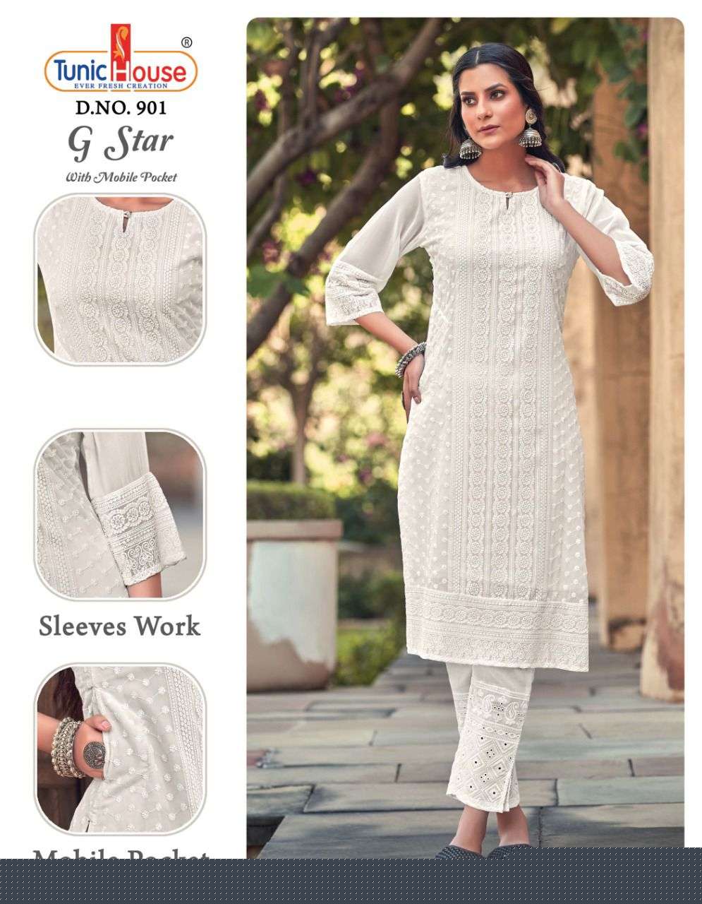G STAR BY TUNIC HOUSE DESIGNER STYLISH FANCY COLORFUL BEAUTIFUL PARTY WEAR & ETHNIC WEAR COLLECTION GEORGETTE KURTIS WITH BOTTOM AT WHOLESALE PRICE