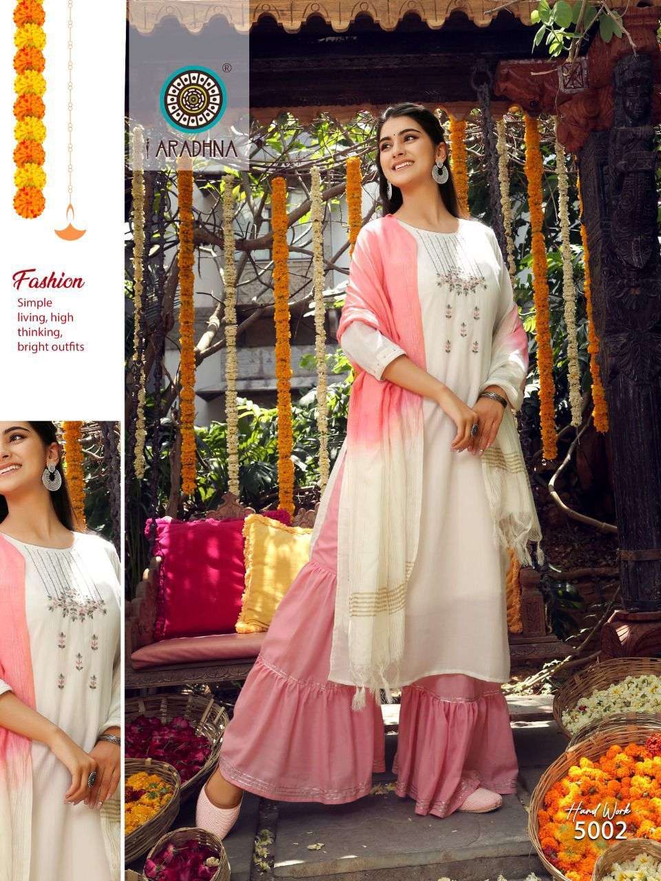 Hand Work Vol-5 By Aradhna Fashion 5001 To 5006 Series Designer Sharara Suits Collection Beautiful Stylish Fancy Colorful Party Wear & Occasional Wear Cotton Silk Dresses At Wholesale Price