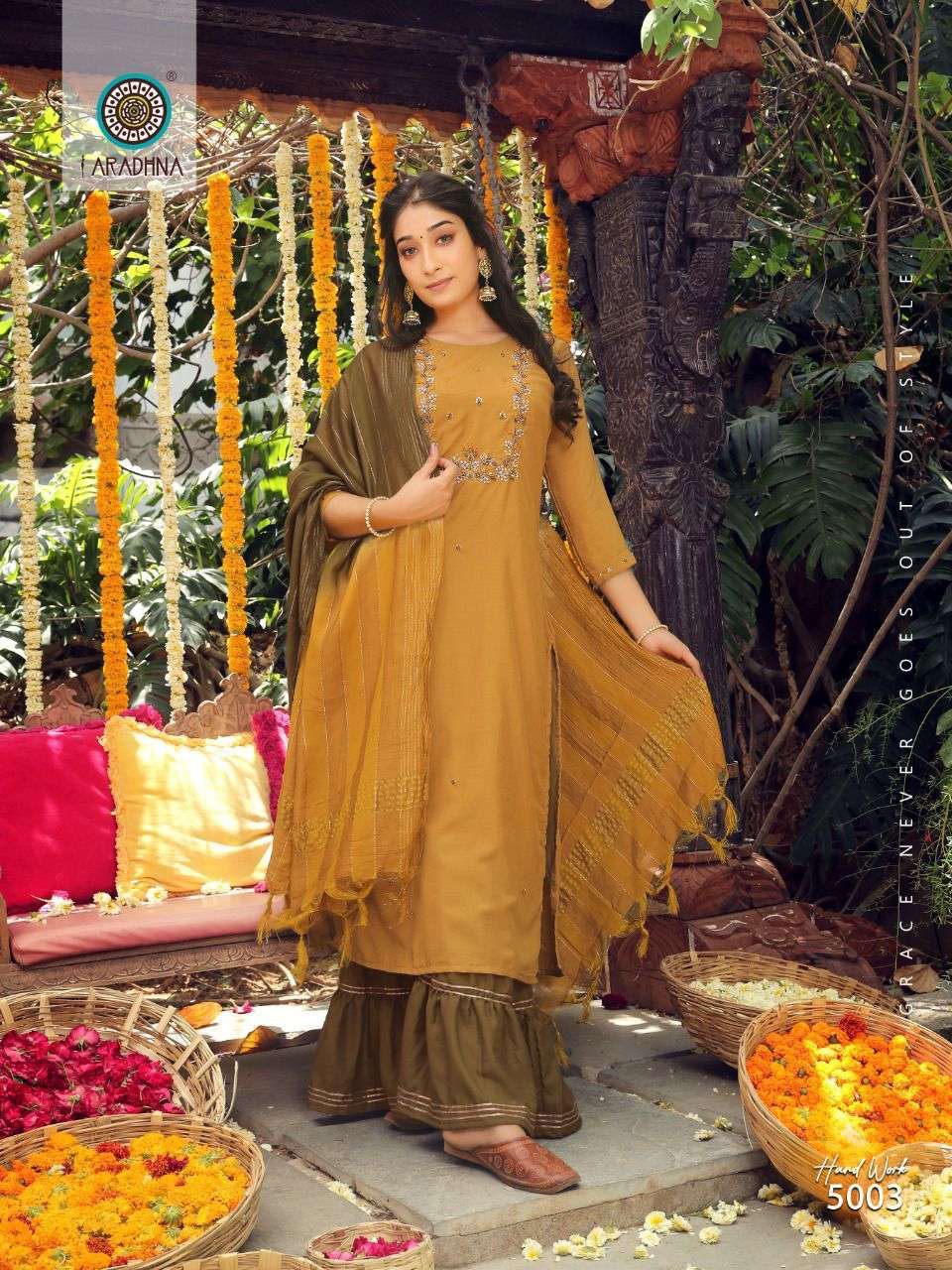 Hand Work Vol-5 By Aradhna Fashion 5001 To 5006 Series Designer Sharara Suits Collection Beautiful Stylish Fancy Colorful Party Wear & Occasional Wear Cotton Silk Dresses At Wholesale Price
