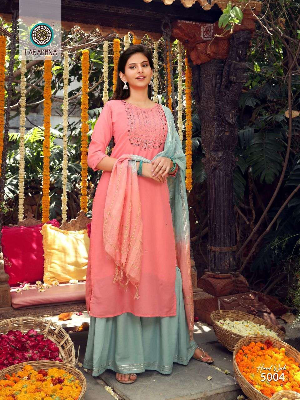Hand Work Vol-5 By Aradhna Fashion 5001 To 5006 Series Designer Sharara Suits Collection Beautiful Stylish Fancy Colorful Party Wear & Occasional Wear Cotton Silk Dresses At Wholesale Price