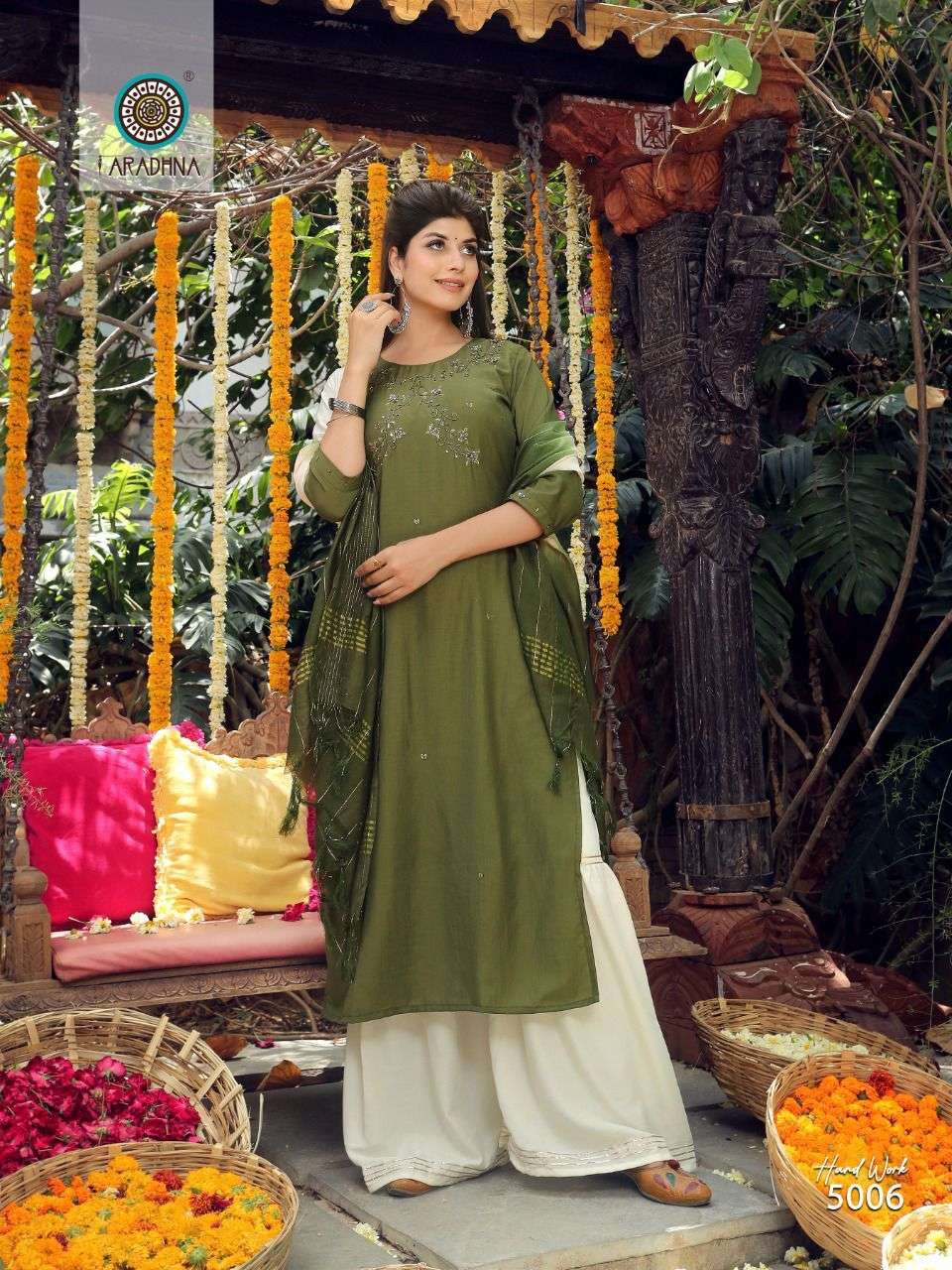 Hand Work Vol-5 By Aradhna Fashion 5001 To 5006 Series Designer Sharara Suits Collection Beautiful Stylish Fancy Colorful Party Wear & Occasional Wear Cotton Silk Dresses At Wholesale Price