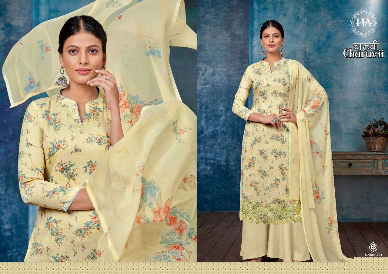 Charuvii By Harshit Fashion Hub 1001 To 1008 Series Beautiful Suits Stylish Fancy Colorful Party Wear & Occasional Wear Pure Jam Print Dresses At Wholesale Price