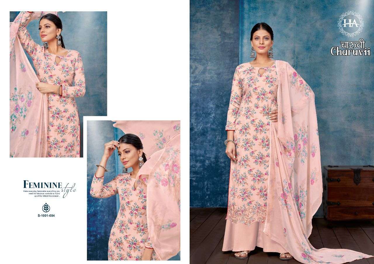 Charuvii By Harshit Fashion Hub 1001 To 1008 Series Beautiful Suits Stylish Fancy Colorful Party Wear & Occasional Wear Pure Jam Print Dresses At Wholesale Price