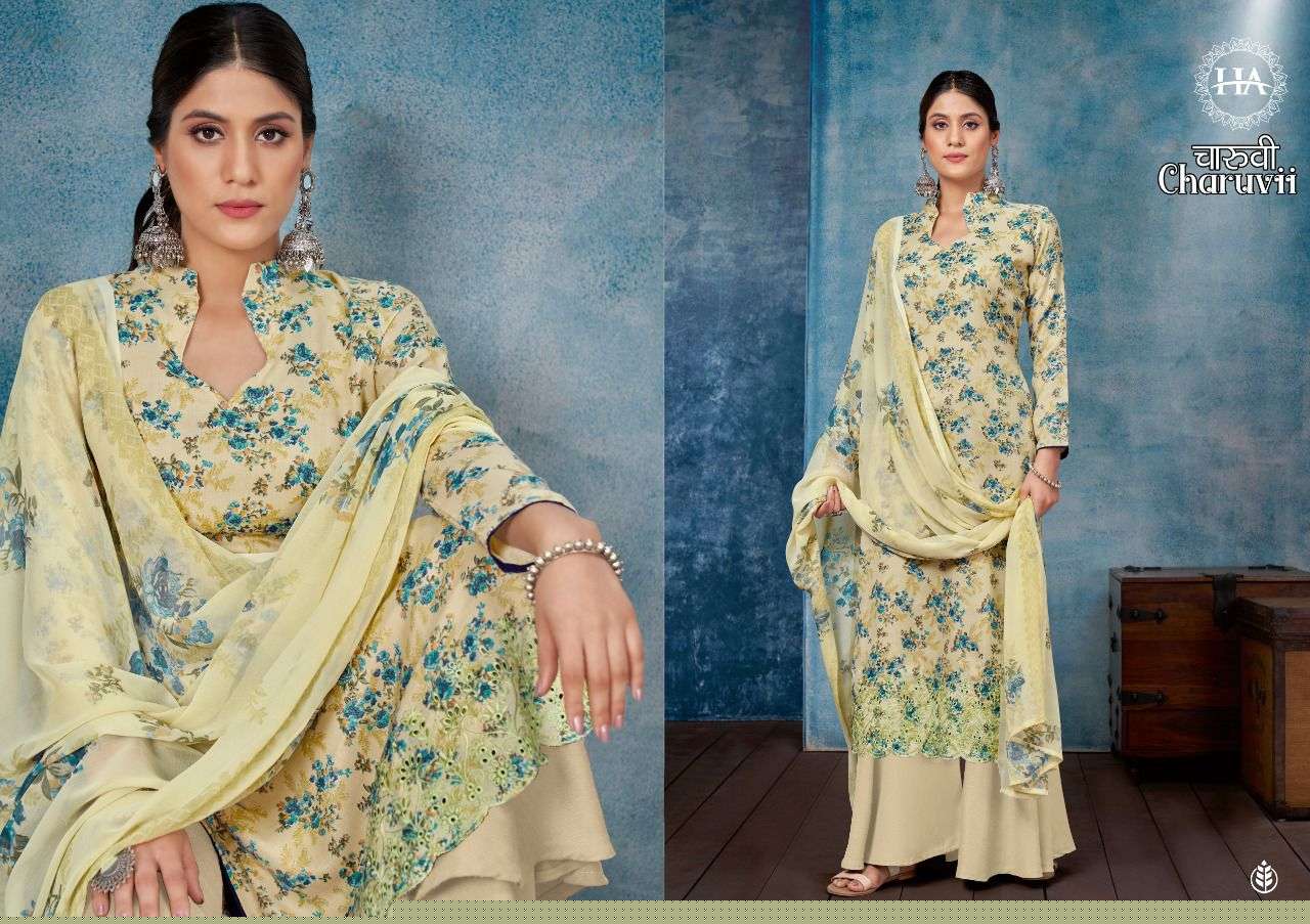 Charuvii By Harshit Fashion Hub 1001 To 1008 Series Beautiful Suits Stylish Fancy Colorful Party Wear & Occasional Wear Pure Jam Print Dresses At Wholesale Price